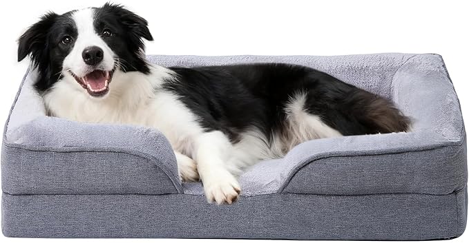 Makigued Orthopedic Dog Bed for Medium Dogs Egg Crate Foam Pet Sofa with Waterproof Liner, Removable Washable Cover, Nonslip Bottom, Cozy Couch for Medium Dogs and Cats, 35.0 x 24.8X 6.7 in, Grey