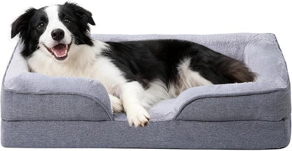 Makigued Orthopedic Dog Bed for Medium Dogs Egg Crate Foam Pet Sofa with Waterproof Liner, Removable Washable Cover, Nonslip Bottom, Cozy Couch for Medium Dogs and Cats, 35.0 x 24.8X 6.7 in, Grey