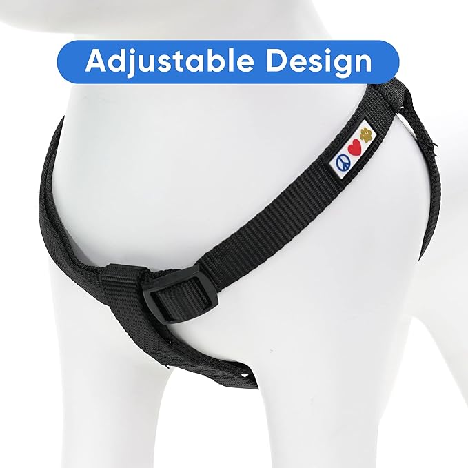 Pawtitas Solid Step-in Dog Harness – Adjustable No-Pull Vest for Puppies to Seniors, Safe & Comfortable S Black