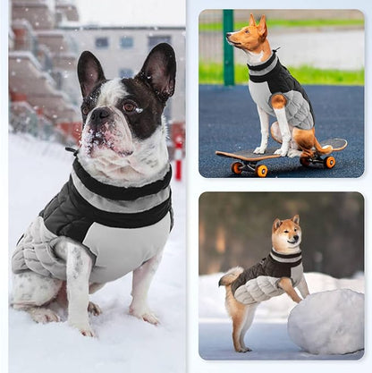 Dog Coats for Large Dogs,XL Dog Coat,Warm Fleece Winter Coat with D-Ring,Back Zipper Pet Jacket for Large Dogs,Waterproof Pet Snow Jacket Clothes Snowsuit Beagle Corgi Border Collie,Black,XL