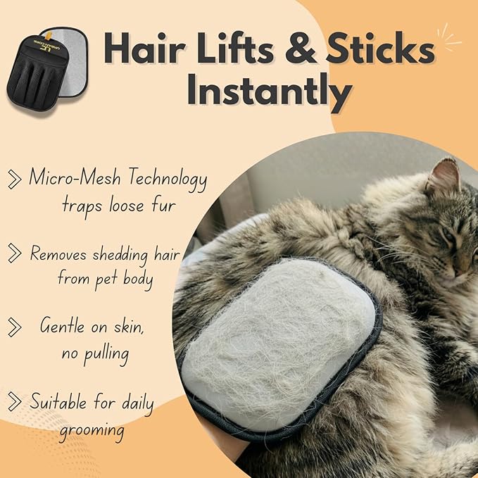 2 PCS Electrostatic Pet Hair Removal Glove for Laundry Best Dog Hair Remover Glove Magic Brush for Pet Fur Removal on Couch Use for Cat Grooming Supplies Dog Grooming Tool