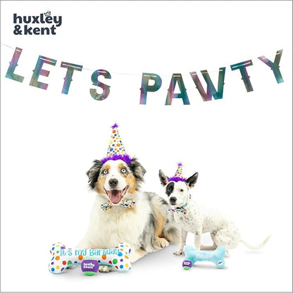 Huxley & Kent Celebration Box for Dogs - Fun Gift Kit with Plush Squeaky Toys, Party Hat, Bow Tie & Banner - Birthday, Gotcha Day & Special Occasion Dog Kit - Happy Barkday Box, Large