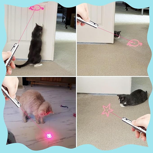 Cat Toy Pointer for Indoor Cats, 2 Pieces, USB Rechargeable Kitten Toys with 7 Adjustable Patterns, Interactive Chase Toys for Indoor Cats & Dogs, Training & Exercise Fun