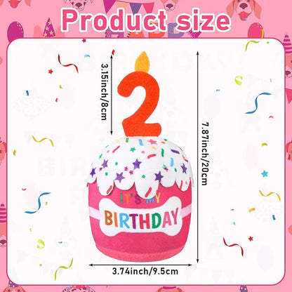 Dog Birthday Cake Toy Accessories for Girl Boy Gifts, Squeaky Plush Toy for Dog Birthday Party Decor Favor for Large, Medium and Small Dogs(2nd,Pink)