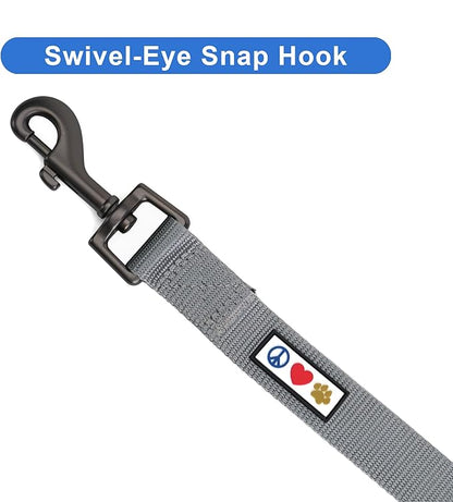 Pawtitas Solid 6 ft Grey Dog Leash M/L Custom Name and Phone Embroidery Strong Nylon Leash for Medium and Large Breeds
