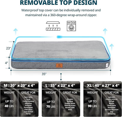 LIORCE Memory Foam Large Dog Bed - 4” Thick Orthopedic Beds for Large Dogs - Waterproof Dog Bed with Removable Washable Cover & Wrap-Around Zipper - Ultimate Comfort and Easy Maintenance