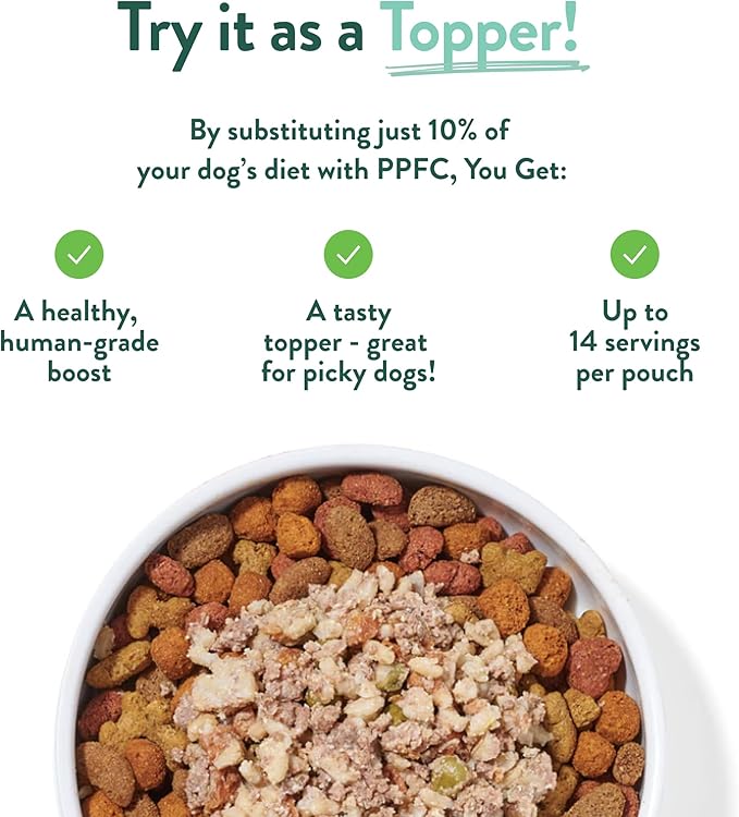 Portland Pet Food Company Fresh Dog Food Pouches - Human-Grade Toppers Wet Pet Meal & Mixers - Small & Large Breed Puppy & Senior Dogs - Gluten-Free, Limited Ingredient Rosie’s Beef N' Rice - 8 Pack