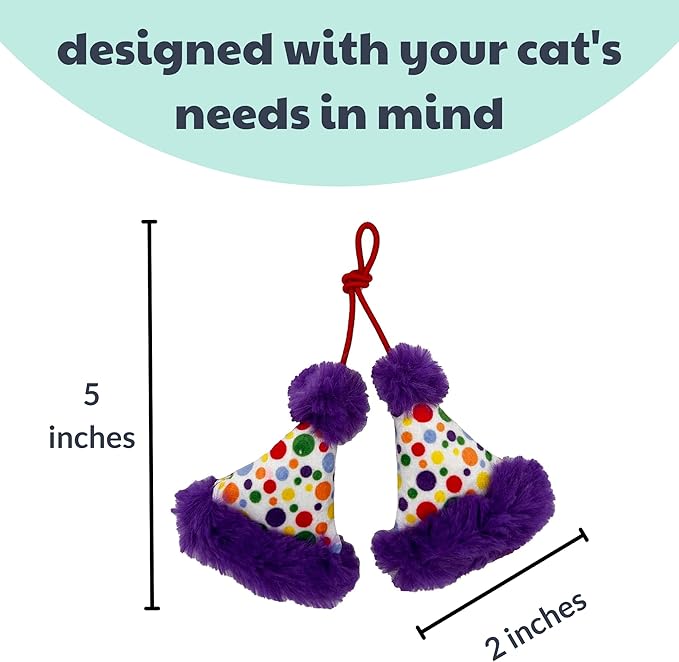 Huxley & Kent Plush Cat Toy | Party Hats | Birthday Strong Catnip Filled Cat Toy | Plush Interactive Kitten and Cats Toy with Catnip and Crinkle | Kittybelles