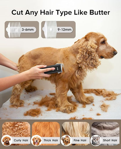 Marvljojo Upgrade Home Professional Dog Grooming Kit Clipper for Matted & Long Hair, Cordless Pet Shaver Low Noise USB Rechargeable for Cats, Small&Medium Dogs, Handy Pet Hair Grooming Trimmer, Black