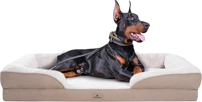 PetFun XXL Orthopedic Dog Beds Large Sized Dog - Washable Large Dog Cat Bed Waterproof, Comfort Dogs Couch Sofa with Washable Removable Cover, Pet Bed with Nonskid Bottom, Beige, 53"