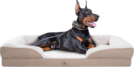 PetFun XXL Orthopedic Dog Beds Large Sized Dog - Washable Large Dog Cat Bed Waterproof, Comfort Dogs Couch Sofa with Washable Removable Cover, Pet Bed with Nonskid Bottom, Beige, 53"