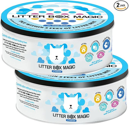 Litter Box Magic Cat Litter Deodorizer Jar (Fresh Scent, 16 Oz, Pack of 2) - Cat Litter Odor Absorber Gel In A Jar - Litter Box Pet Air Freshener - Litter Odor Eliminator to Freshen Air