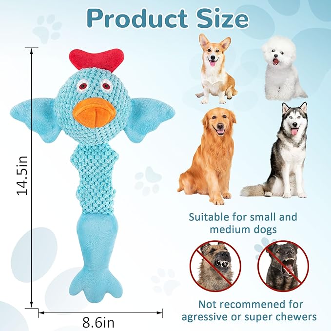 Fuufome Squeaky Dog Toys for Medium and Small Dogs-Interactive Tug of War Toy for Puppy Teething,Great Plush Dog Toy for Dogs to Keep Them Busy