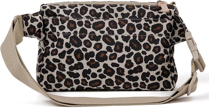 Cleverpup, Dog Walk & Train Sling Bag - Hands-Free 2-In-1 Treat Pouch, Poop Bag Holder, Clicker, Phone Pocket - Crossbody/Fanny Pack, Adjustable Strap - Leopard