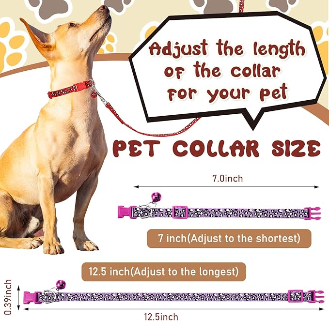 Amylove 48 Pcs Dog Collar and Leash Set, Polypropylene Adjustable Puppy Collars for Medium Dogs Small Pet Puppy Walking Training with Hook and Buckle(Fresh Color,Leopard Pattern)