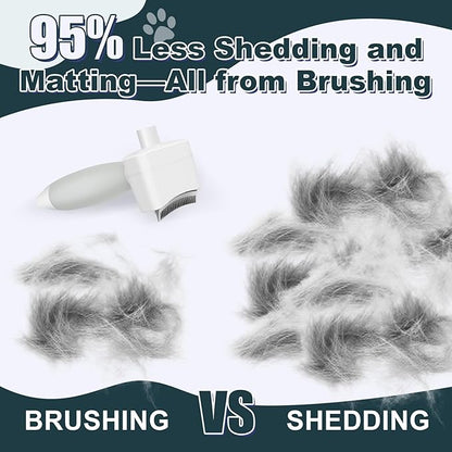 Cat Brush for Shedding with Non-Slip Silicone Grip,Curved Steel Teeth & Dual-Layer Cat Deshedding Tool, One-Click Clean Cats Hair Brush for Long & Short Haired Cats, Dogs, Rabbits