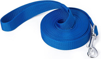 Siumouhoi Strong Durable Nylon 15ft Long Dog Training Leash, Traction Rope, 1 Inch Wide, for Small and Medium Dog (Blue, 15 Feet)