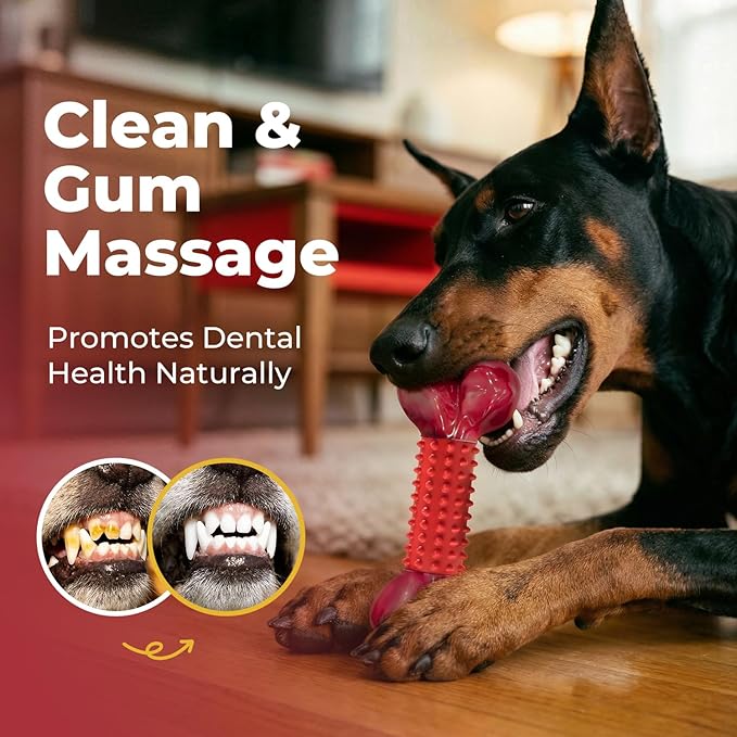 Apasiri Tough Dog Toys for Aggressive Chewers Beef Flavor: 8" Dog Chew Bone for Large Breed, Nylon & Rubber Chew Toy for Medium Large Dogs