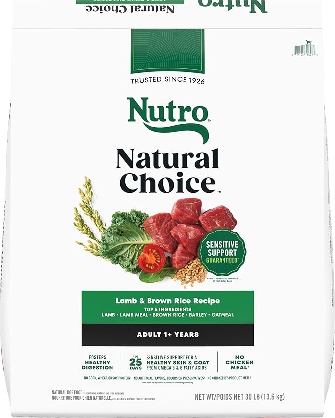 Nutro Natural Choice Adult Dry Dog Food, Lamb & Brown Rice Recipe, 30 lb. Bag