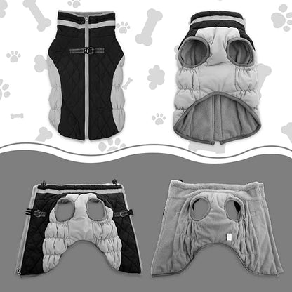 Lelepet Dog Coat Warm Dog Winter Coat Waterproof Dogs Jacket with Harness Built in Reflective Pet Fleece Vest Zip-Up Cold Weather Coats for Small Dogs Turtleneck & Windproof Coats Chihuahua Black XS