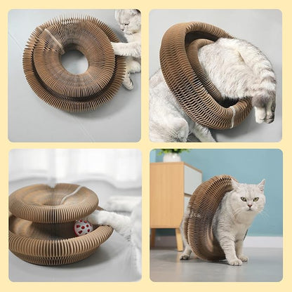 Kitty Curls Cat Toy,Magic Organ Cat Toy,Cat Scratcher for Grinding Claw Cardboard Cat Toys,Interactive Scratch Pad with Toy Ball