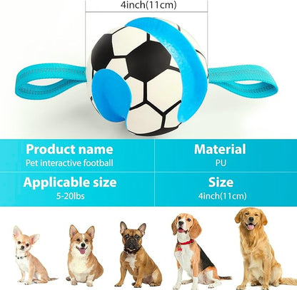 Eneston Dog Toys Balls, Interactive Dog Soccer Ball with Pull Straps, Bouncing Water Toy, Durable Training Toy for Small Medium Pets, Puppy Toy for Indoor Outdoor Play