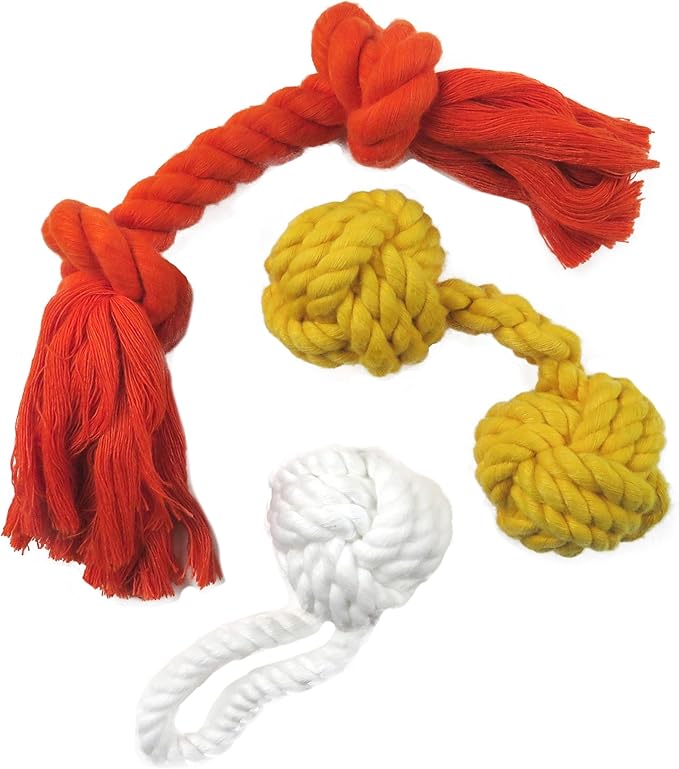Brady The Rope Tug Toy 3-Pack Organic Cotton Dog Rope Pull Toys for All Pet Breeds, Halloween, One Size