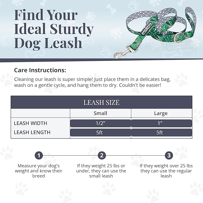 Lucky Love Dog Leash – Soft, Durable, and Comfortable Leash with Vibrant Patterns – Stylish and Long Lasting for Small Male and Female Dogs – Laguna, Small