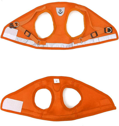 FEimaX Dog Harness and Leash Set for Walking, Soft Mesh Adjustable Easy Control Lightweight Cat Vest Harnesses with Reflective Strips, Escape Proof Small Dogs Cats Vests (Orange, X-Large)