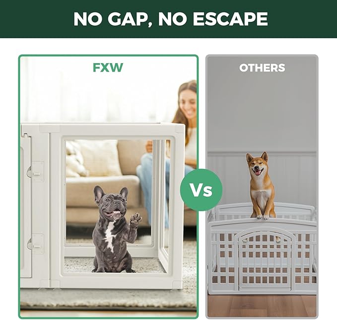 FXW AuraSpace Acrylic Indoor Dog Playpen for Small and Medium Dogs, 30 Inch, 12 Panels, White