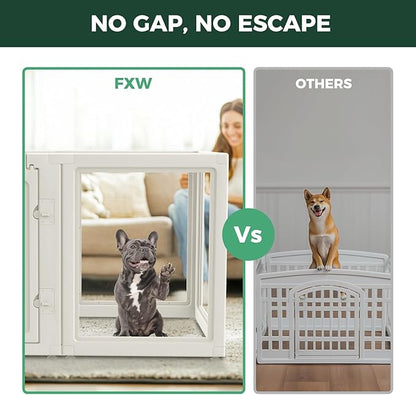 FXW AuraSpace Acrylic Indoor Dog Playpen for Small and Medium Dogs, 30 Inch, 12 Panels, White