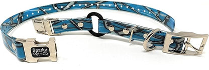 Sparky Pet Co - Zeus ECollar Replacement Strap - Bungee Loop Dog Collar - Waterproof Biothane - Adjustable - Double Buckle - Quick Snap Metal Clasp - for Invisible Fence Systems - 1"x 30" Blue Camo