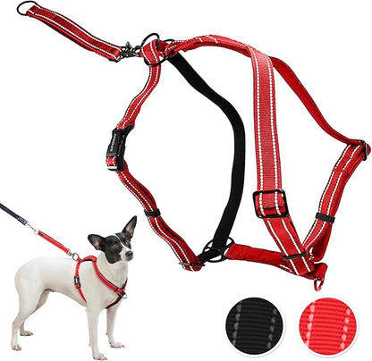 SPORN Ultimate Control No Pull Dog Harness for Medium-Sized Dogs - 4-in-1 Adjustable Dog Harness with Front, Back & Dual-Clip Options & Emergency Grab Handle - Easy On/Off, Padded Comfort (Red, M)
