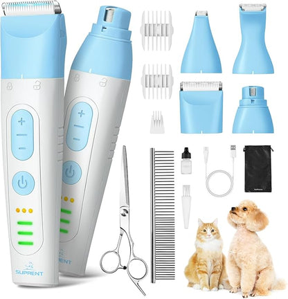 SUPRENT Dog Grooming Kit, 4 in 1 Quiet Pet Clippers for Grooming