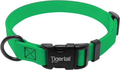Tiger Tail Medium Green Dog Collar | Waterproof and Odor-Proof for Active Pets | Durable, Anti-Mat, and Lightweight Design | Made with Premium Coated Nylon | Suitable for Medium Breed Dogs