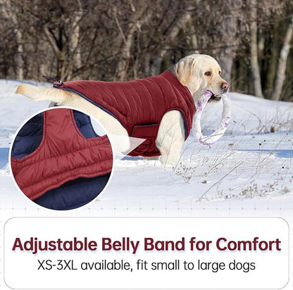 Lelepet Reversible Dog Coat Waterproof Dog Jacket Windproof Puffer Vest for Winter Warm Lightweight Coats for Large Dogs Adjustbale Hook & Loop Pet Apparel with Leash Hole, Boxer, Weimaraner, 2XL