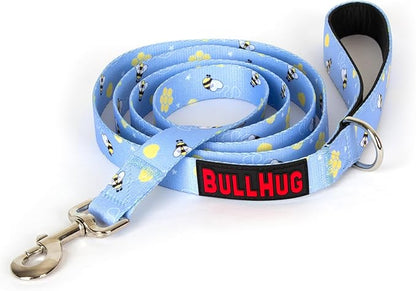 BULLHUG 6 FT Bulldog Leash with Padded Handle. Perfect for Bulldogs, French Bulldogs, Pugs & All Breeds. Leashes for Walking, Training Lead for Bulldogs (BEE)