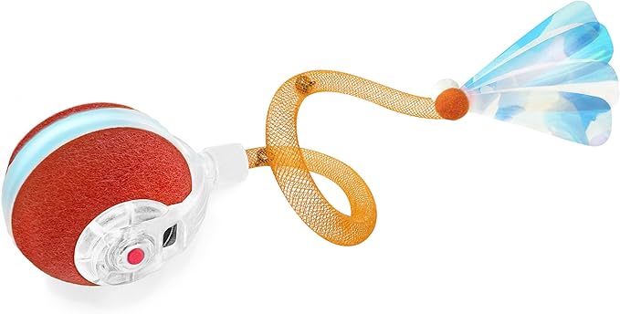 Jkanti Interactive Cat Toys for Indoor Cats,The 3rd Generation Agile Moving Cat Ball with Elastic Mesh Tail,Automatic Kitten Toys for Bored Indoor Cats,Motion Activated (Orange)