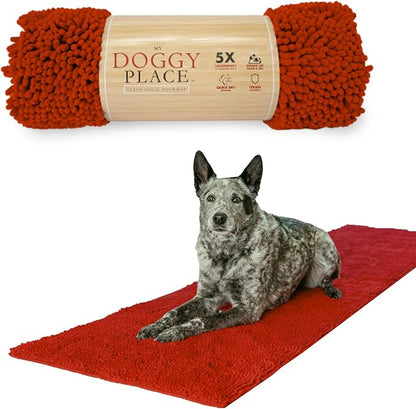 My Doggy Place Dog Mud Mat, 96" x 24" Red – Thick Microfiber Entry Rug for Snow, Mud & Salt – Absorbent, Quick-Dry, Washer-Safe & Non-Slip, XX-Large