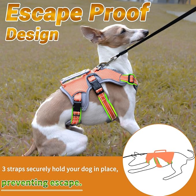 BELPRO Multi-Use Support Dog Harness, Escape Proof No Pull Reflective Adjustable Vest with Durable Handle, Dog Walking Harness for Big/Active Dogs (Orange, L)