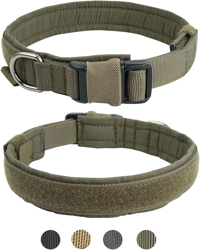 EXCELLENT ELITE SPANKER Tactical Small Puppy Dog Collar Nylon Adjustable Heavy Duty Military for Small Medium and Large Dogs Pet Soft Padded Dog Collar(RGN-M)