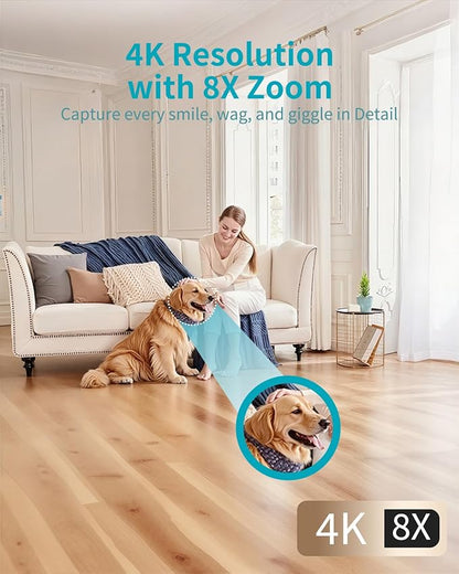 VIMTAG Security Camera Indoor, 4K UHD Pet Camera with Phone App for Dog/Cat, 360° Pan/Tilt Cameras for Home/Nanny/Baby/Room, Night Vision, Motion Tracking, 5G/2.4GHz WiFi, 2-Way Audio, Cloud & SD Card