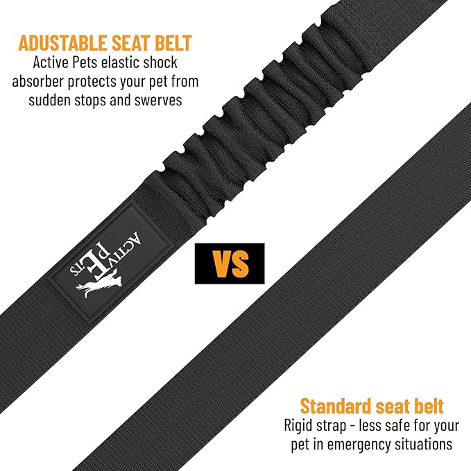 Active Pets Dog Seatbelt, Adjustable Safety Dog Seat Car Harness, Dog Seat Belt for Pets - Durable Dog Seatbelts for Cars - Dog Car Seat Belt for Dogs, Dog seat Belts for Large Dogs, Medium, & Small