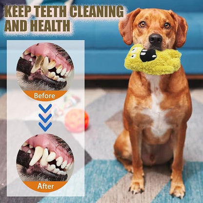 HUGEME Squeaky Dog Toy, Plush Stuffed Dog Toy Keep Them Busy Tug of War Dog Chew Toy for Small Medium Large Dogs (Yellow)