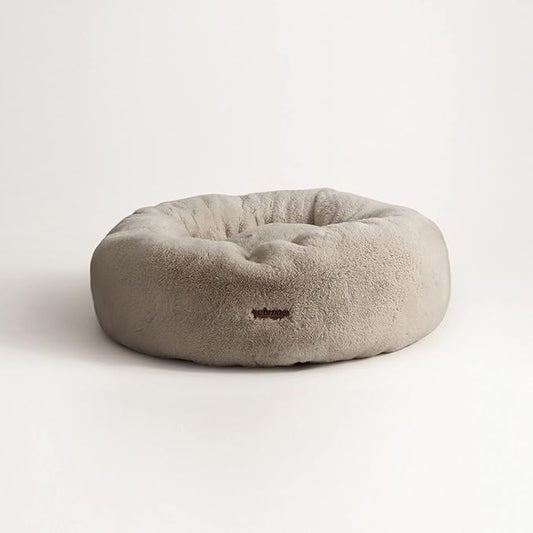 UnHide Floof Pet Bed - Small (23" x 8") - Extra Soft Dog Bed - Removable Faux Fur Cover - Machine Washable - Helps Ease Pet Anxiety & Provides The Perfect Sleep - Taupe Ducky