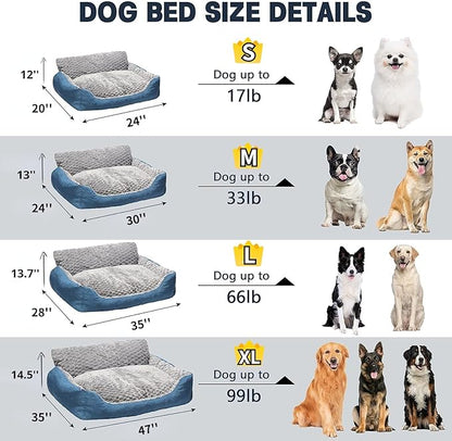 Big Dog Bed for Large Sized Dogs with Soft Plush Cushion, Machine Washable High Backrest Bed, Round Pet Sofa with Non-Slip Bottom,Year-Round Comfort for Dogs Up to 66 lbs