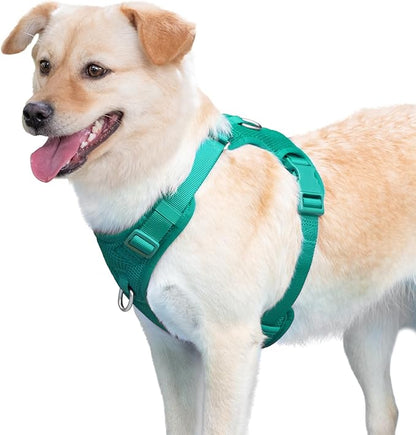 No Pull Dog Harness for Small Medium Large Dogs - Adjustable 2 Layer Mesh Dog Vest with Dual Clip, Escape Proof, Quick Release, Lightweight Breathable Mesh for Walking Hiking (MARRS Green,XL)
