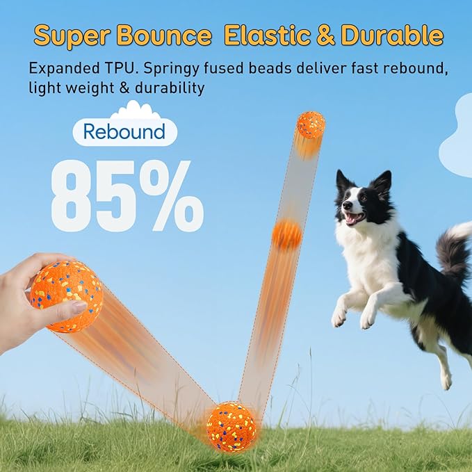 Kimee Dog Balls Tennis Ball for Aggressive Chewers, Dog Bouncy Balls Chew Toys Water Toy Fetch Ball for Large Medium Small Puppies, 3 Pack 3.15''