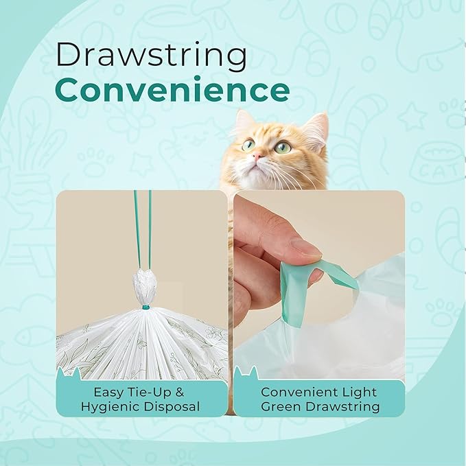 50 Count Cat Litter Liners - 27x13 Inches - Compatible With Neakasa Litter Box M1 & Petpivot Autoscooper 11 litter box - Leak & Tear Proof Heavy Duty Drawstring in Center for Mess-Free Cleaning