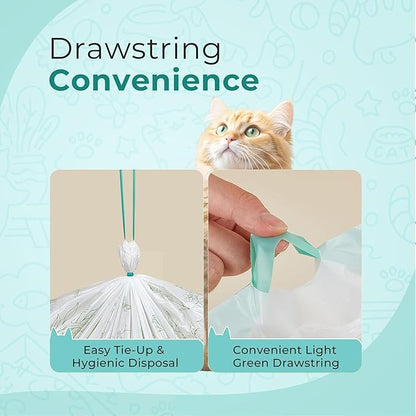 50 Count Cat Litter Liners - 27x13 Inches - Compatible With Neakasa Litter Box M1 & Petpivot Autoscooper 11 litter box - Leak & Tear Proof Heavy Duty Drawstring in Center for Mess-Free Cleaning